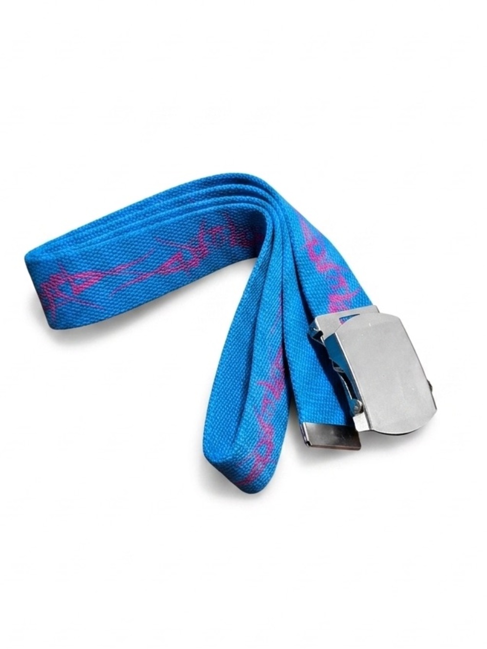 ASOS Bright Blue Web Belt with Pink Accent and Silver Buckle